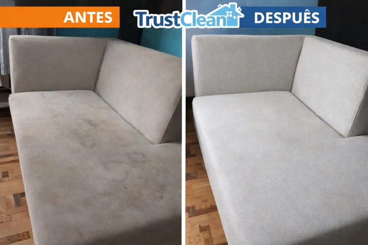 Antes y después limpieza de sofá TrustClean